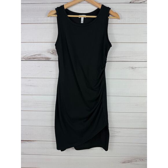 Leith Ruched Bodycon Tank Dress Black Sleeveless Tulip Hem M Little Black Dress - Picture 1 of 7